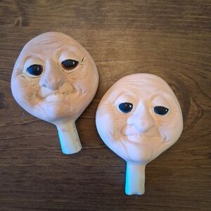 Vintage Ceramic Old Man Grandpa Heads Odd Werid Art Appalachia Made